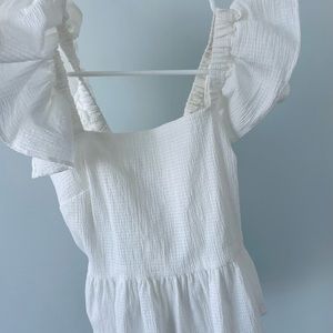 White Tank Top/Blouse with Ruffle Sleeves